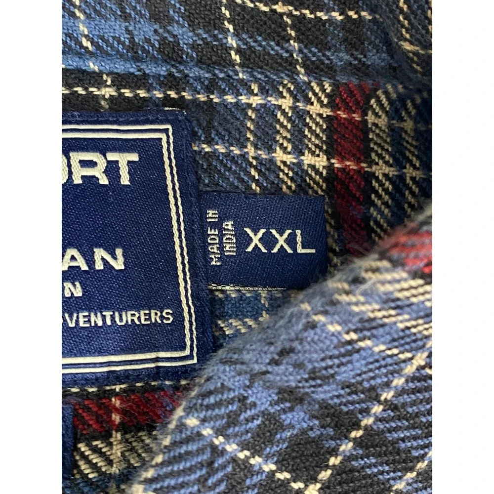 VTG Polo Sport Sportsman Ralph Lauren Blue Plaid Flannel Shirt  XXL Heavy Cotton